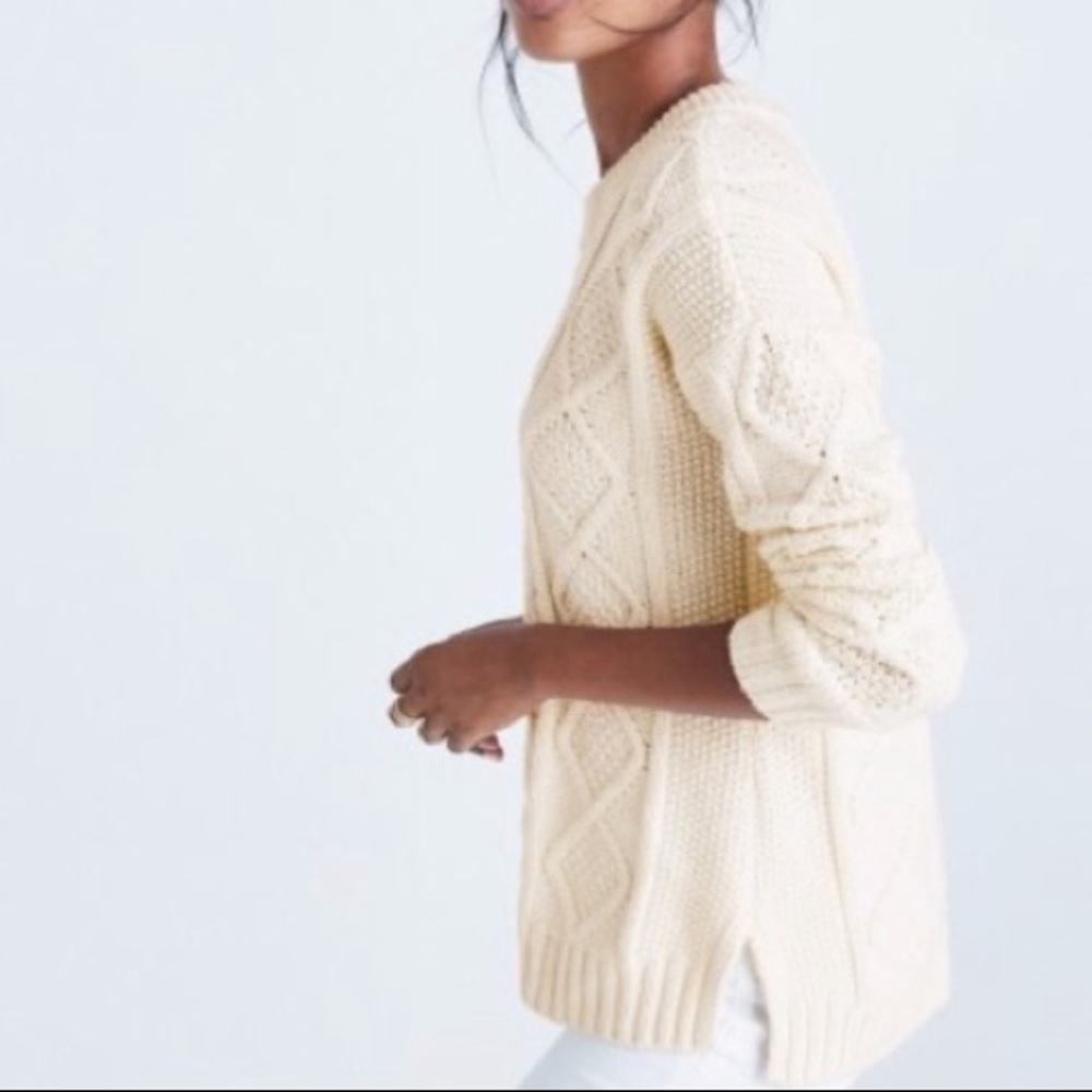 Madewell Classic Cable Knit Sweater Cream M